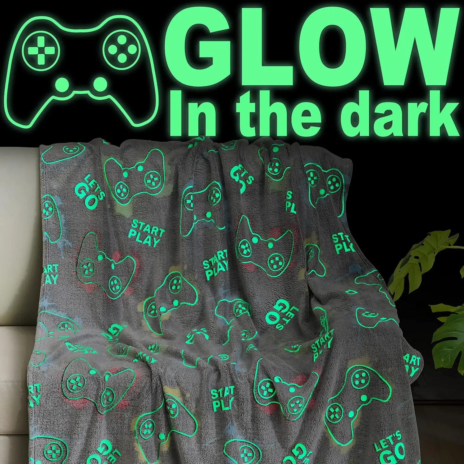 Jekeno Glow‑in‑the‑Dark Gaming Blanket (Throw)
